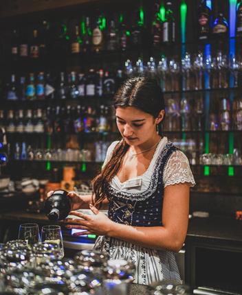 A bar woman at work