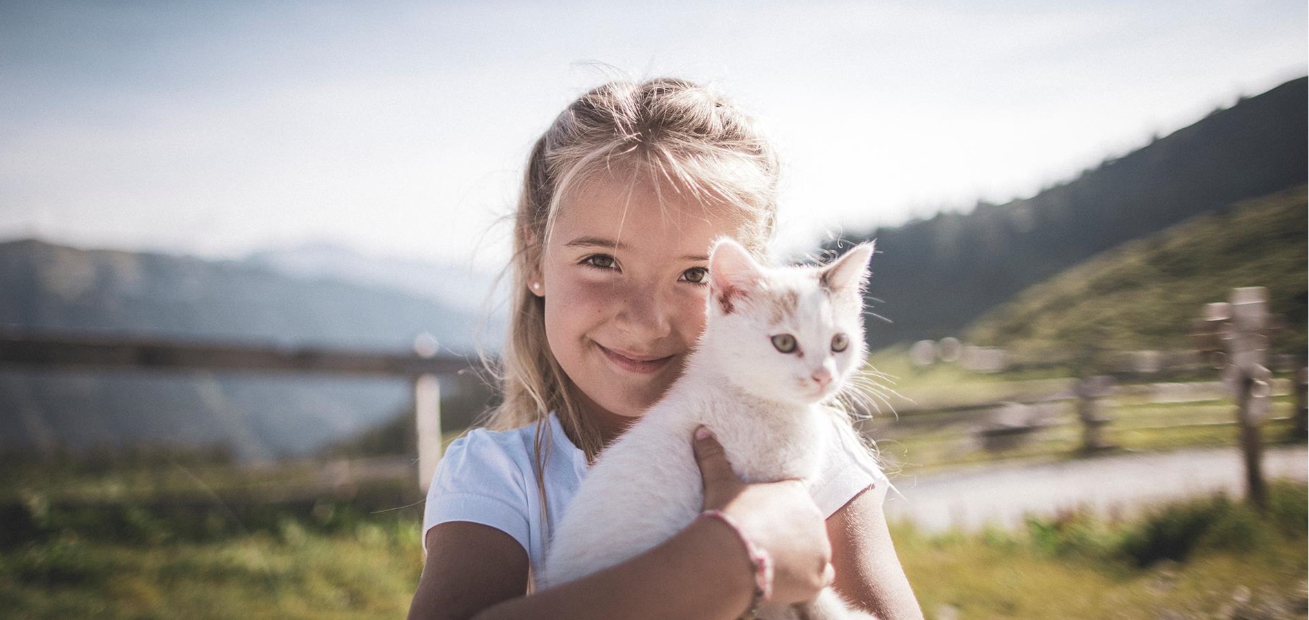 A girl with a cat