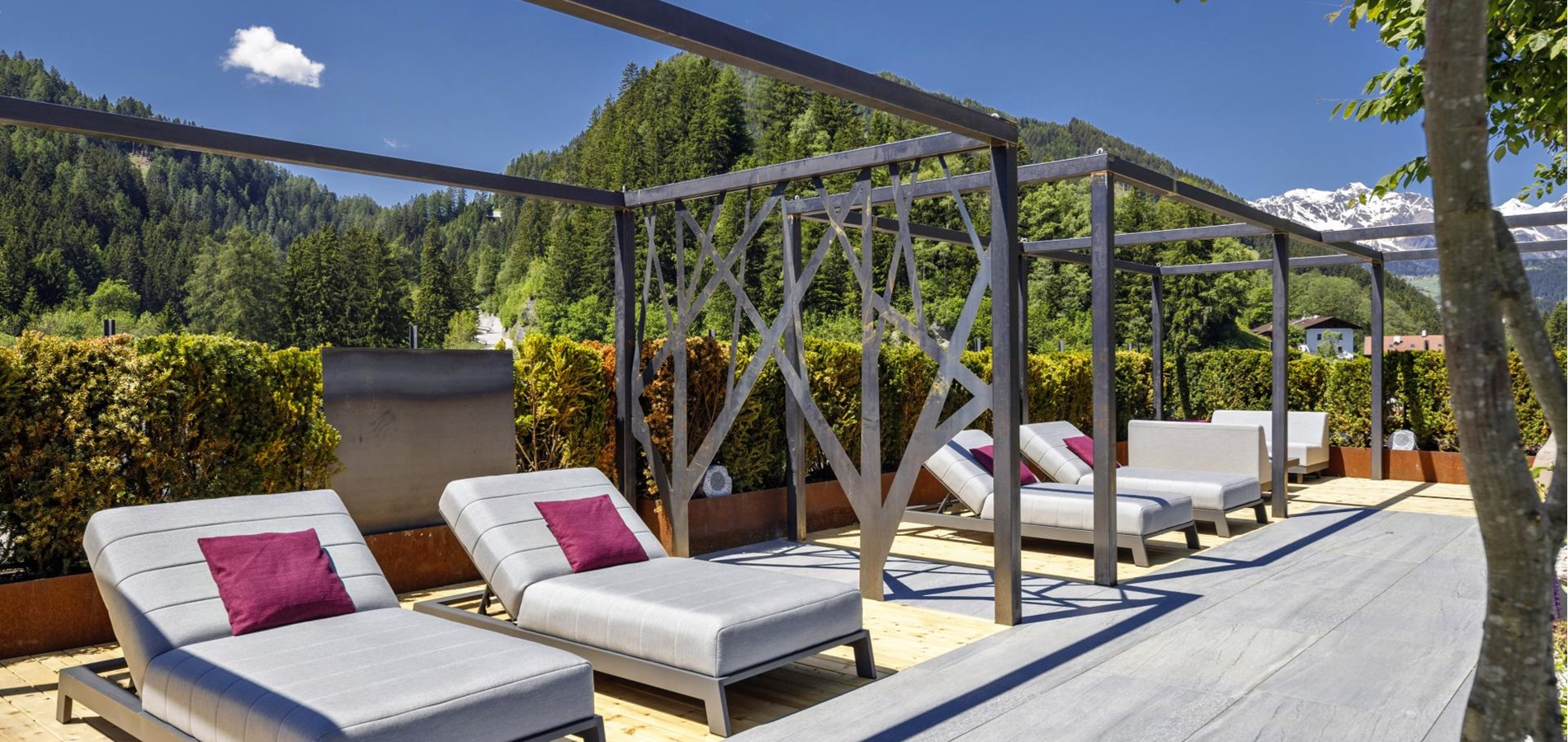 Loungers on the rooftop terrace