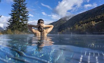 Woman in the sky pool