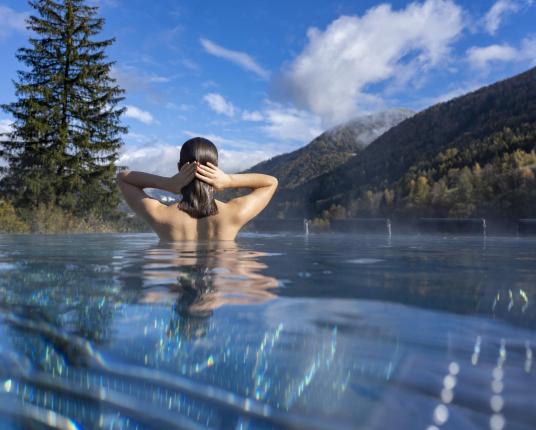 Woman in the sky pool