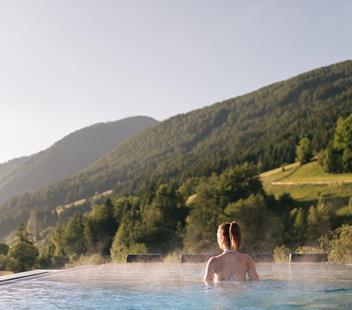 A woman in the sky pool