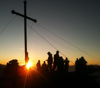 Sunrise at the peak of the mountain