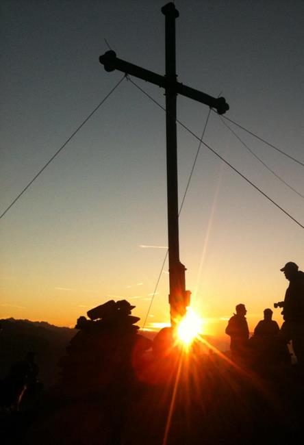 Sunrise at the peak of the mountain