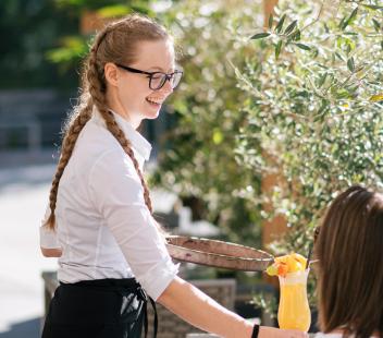 A waitress at work