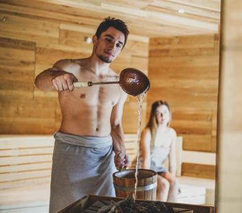 A couple in the sauna