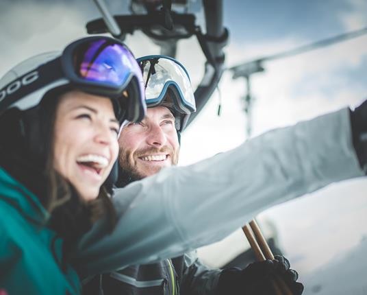 On the ski lift