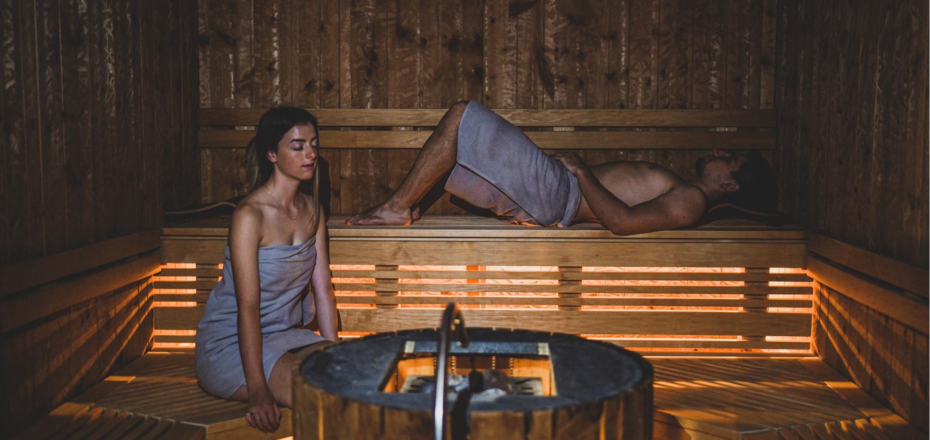 A couple in the sauna